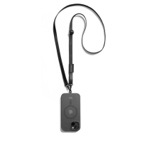 Black Leather Crossbody Phone Lanyard - Strap