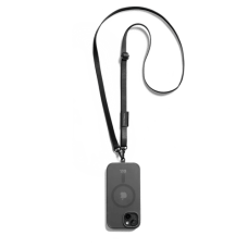 Black Leather Crossbody Phone Lanyard - Strap